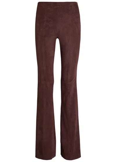 Stouls Gege Flared-leg Suede Leggings In Brown