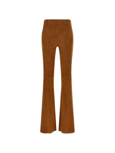 Stouls Suede High-rise Flared Panelled Trousers In Multi