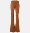Stouls Gege High-rise Suede Flared Pants In Brown