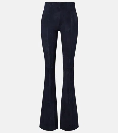 Stouls Gege Suede Flared Pants In Blue