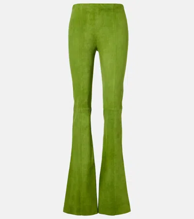 Stouls Gege Suede Flared Pants In Green