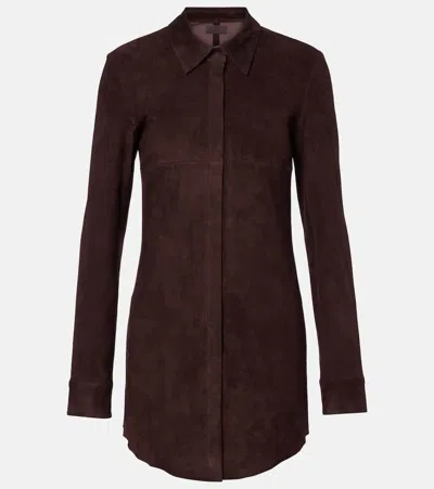 Stouls Geraldine Suede Shirt Dress In Burgundy
