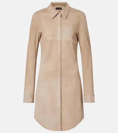 Stouls Geraldine Suede Shirt Dress In Nude