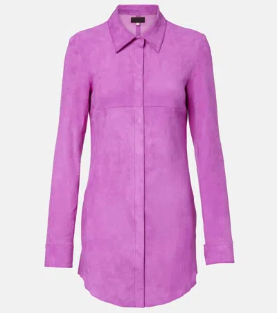 Stouls Geraldine Suede Shirt Dress In Purple