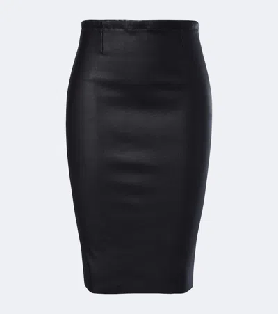 Stouls Gilda Leather Midi Skirt In Black