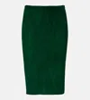 Stouls Gilda Suede Pencil Skirt In Green