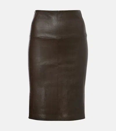 Stouls Gin Leather Midi Skirt In Brown