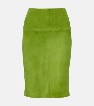 Stouls Gin Suede Midi Skirt In Green