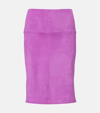 Stouls Gin Suede Pencil Skirt In Purple