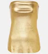 Stouls Gina Strapless Metallic Leather Top In Gold