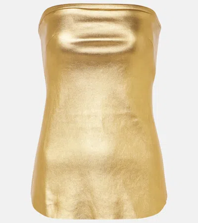 Stouls Gina Strapless Metallic Leather Top In Gold