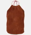 Stouls Halterneck Suede Top In Brown