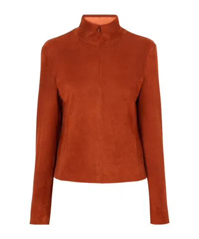 Stouls Selene Suede Turtleneck Shirt In Orange