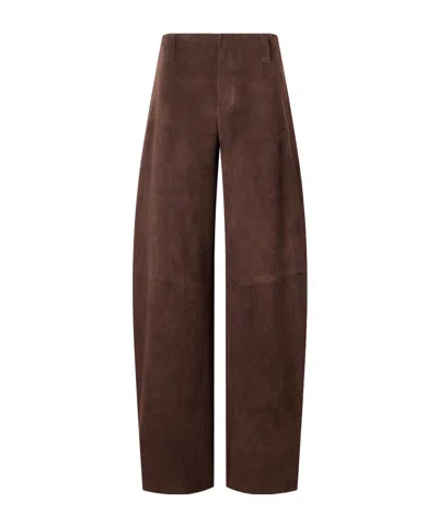Stouls Valadon Paneled Suede High-waist Wide-leg Pants In Brown