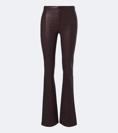 Stouls Icham Leather Flared Pants In Burgundy