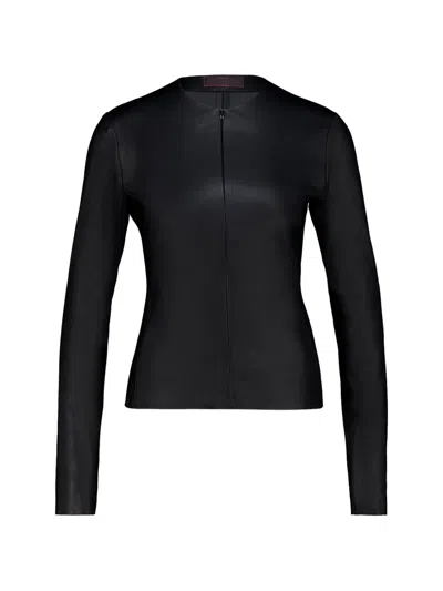 Stouls Imany Long-sleeve Leather Top In Black