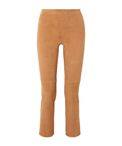 Stouls Jacky Cropped Stretch-suede Leggings In Brown