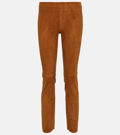 Stouls Jacky Slim Suede Pants In Beige