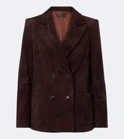 Stouls Jones Double-breasted Suede Blazer In Brown