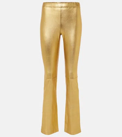 Stouls Jp Long Flared Leather Leggings In Red