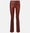 Stouls Jp Long Leather Flared Pants In Burgundy