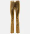 Stouls Jp Long Metallic Leather Slim Pants In Gold