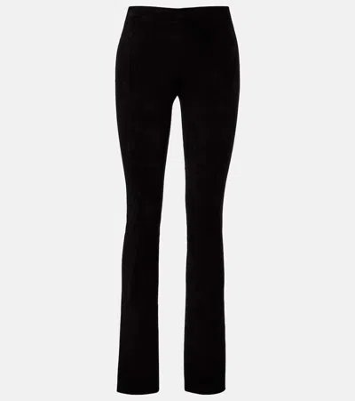 Stouls Jp Long Suede Flared Pants In Black