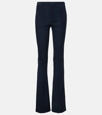 Stouls Kam 24 High-rise Suede Flared Pants In Notte