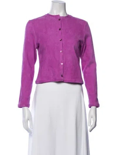 Pre-owned Stouls Lamb Leather Crew Neck Top In Purple