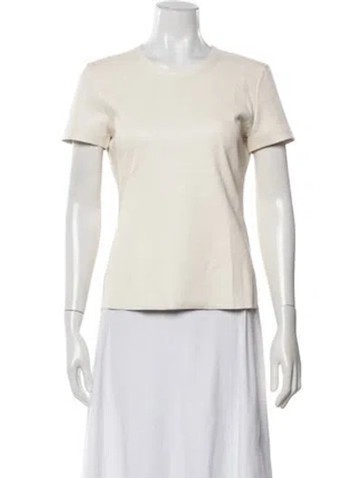 Pre-owned Stouls Lamb Leather Crew Neck T-shirt In Neutrals
