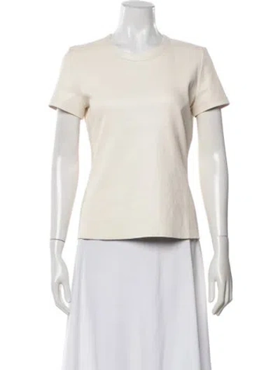 Pre-owned Stouls Lamb Leather Crew Neck T-shirt In Neutrals