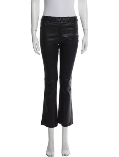 Pre-owned Stouls Lamb Leather Flared Pants In Blue