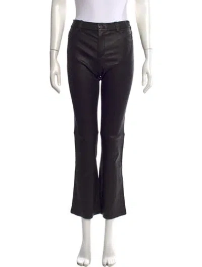 Pre-owned Stouls Lamb Leather Flared Pants In Blue