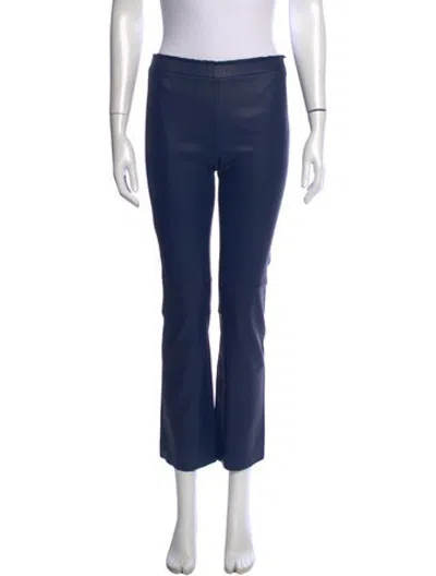 Pre-owned Stouls Lamb Leather Flared Pants In Blue