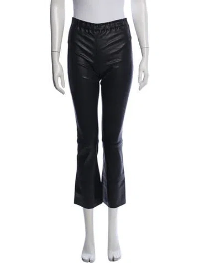 Pre-owned Stouls Lamb Leather Flared Pants In Blue