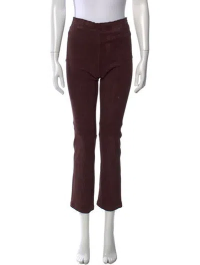 Pre-owned Stouls Lamb Leather Flared Pants In Brown