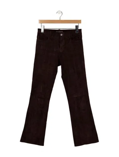 Pre-owned Stouls Lamb Leather Flared Pants In Brown