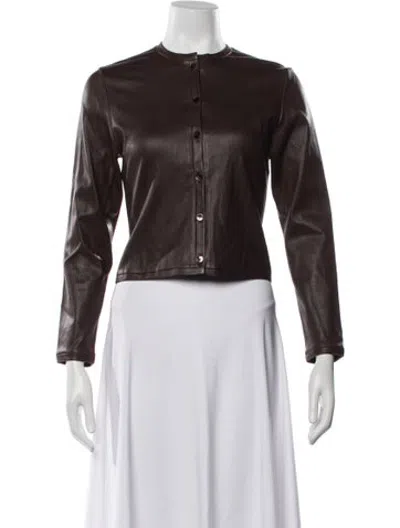 Pre-owned Stouls Lamb Leather Jacket In Brown