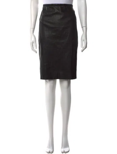 Pre-owned Stouls Lamb Leather Knee-length Skirt In Black