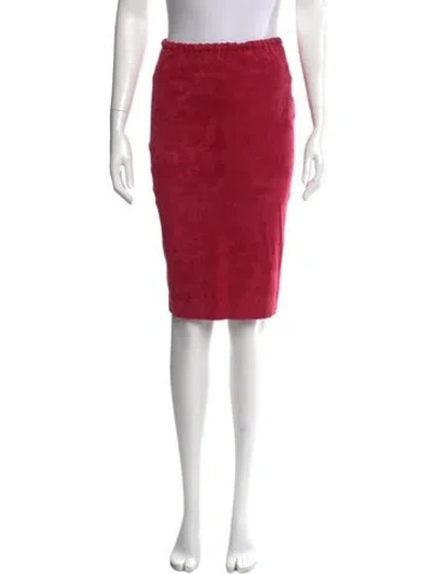 Pre-owned Stouls Lamb Leather Knee-length Skirt In Red