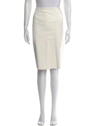 Pre-owned Stouls Lamb Leather Knee-length Skirt W/ Tags In Neutral