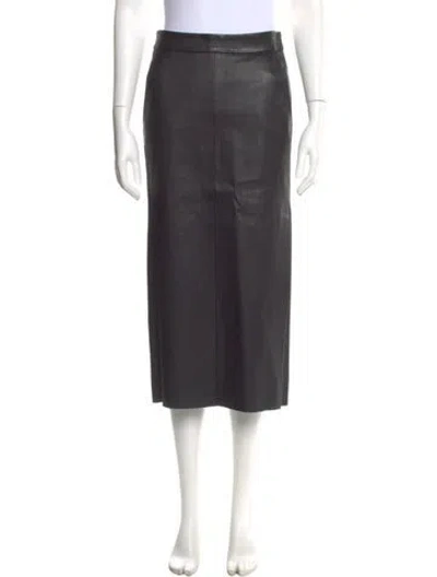 Pre-owned Stouls Lamb Leather Midi Length Skirt In Gray