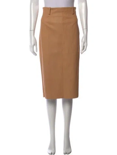 Pre-owned Stouls Lamb Leather Midi Length Skirt In Neutrals