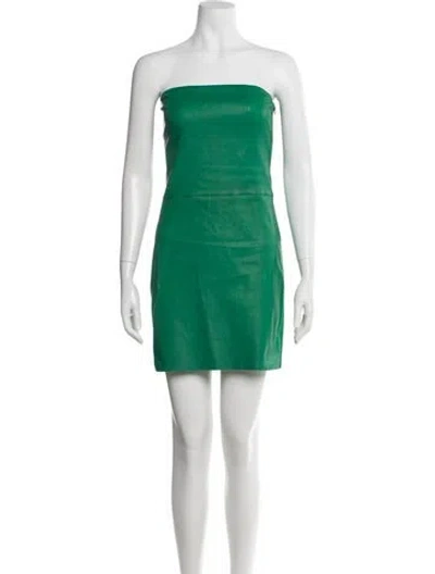Pre-owned Stouls Lamb Leather Mini Dress In Green