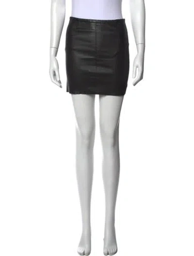 Pre-owned Stouls Lamb Leather Mini Skirt In Black