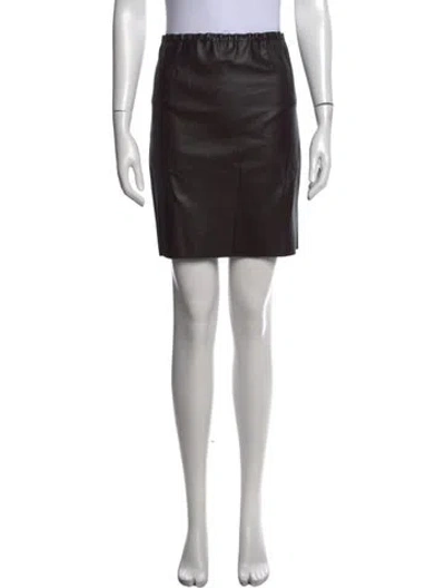 Pre-owned Stouls Lamb Leather Mini Skirt In Black