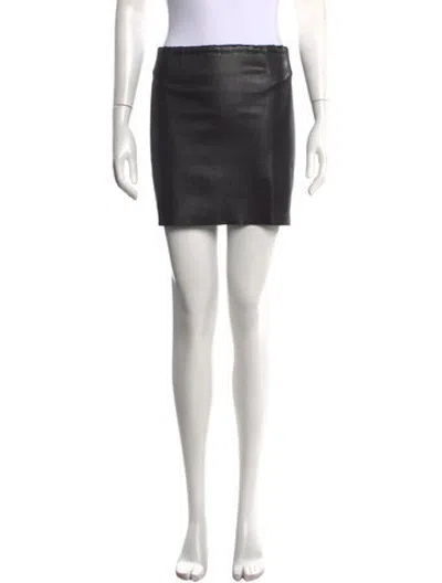 Pre-owned Stouls Lamb Leather Mini Skirt In Black