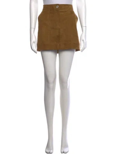 Pre-owned Stouls Lamb Leather Mini Skirt In Brown