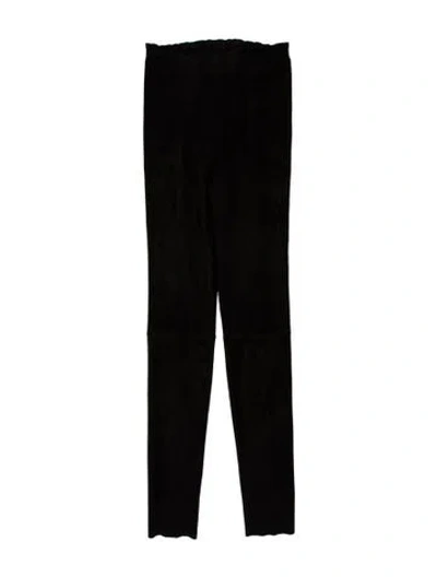 Pre-owned Stouls Lamb Leather Skinny Leg Pants In Black