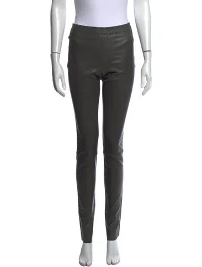 Pre-owned Stouls Lamb Leather Skinny Leg Pants In Black